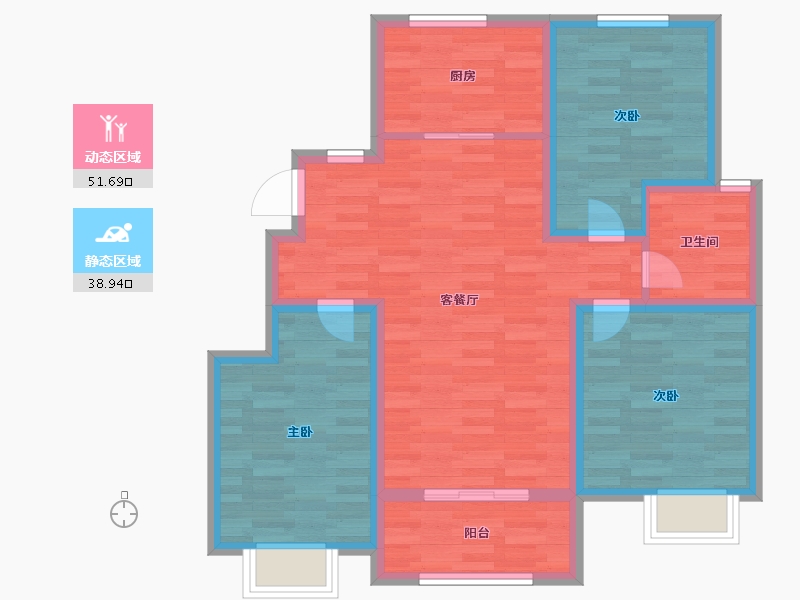 山东省-淄博市-中南紫云集-80.60-户型库-动静分区