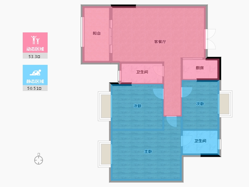 广东省-佛山市-钜隆君玺花园-94.93-户型库-动静分区