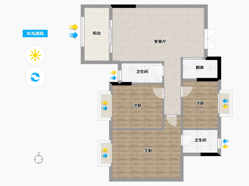 广东省-佛山市-钜隆君玺花园-94.93-户型库-采光通风