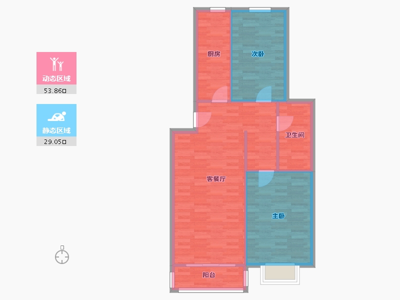 北京-北京市-金惠园三里-75.70-户型库-动静分区