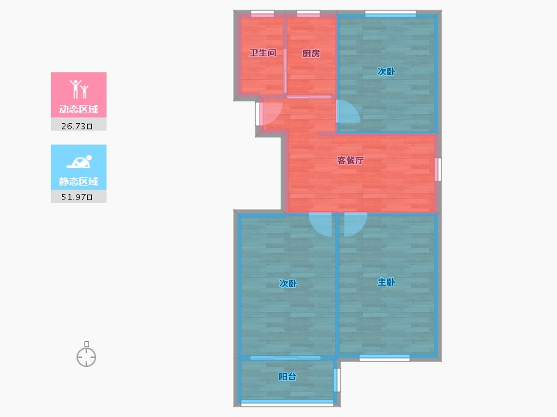 上海-上海市-淞南五村-71.67-户型库-动静分区