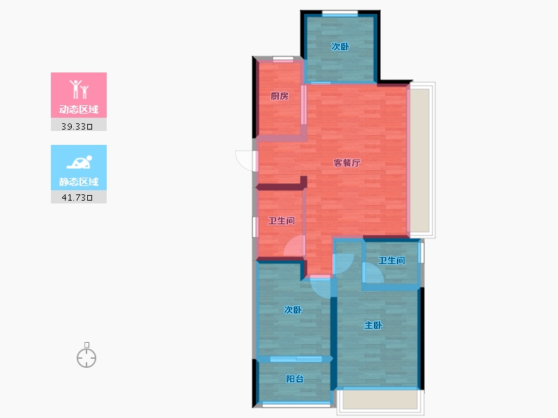 浙江省-杭州市-东原德信九章赋-71.47-户型库-动静分区