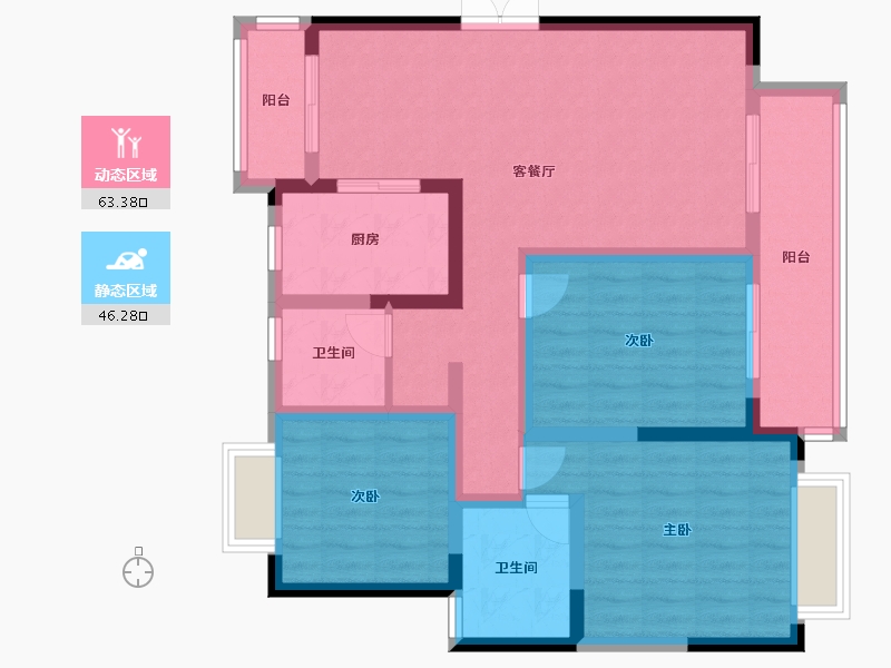 湖南省-湘西土家族苗族自治州-边城印象-96.85-户型库-动静分区