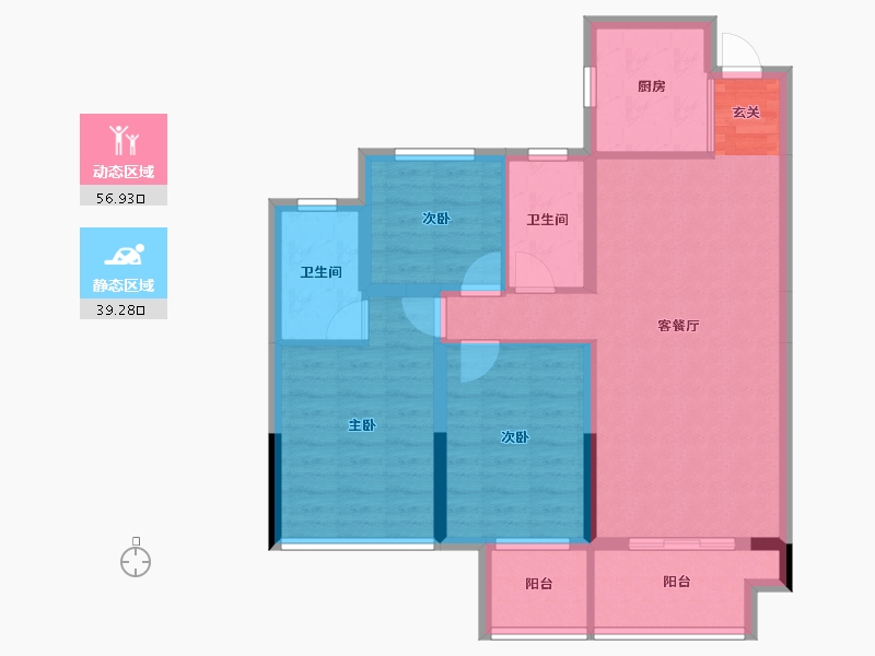 浙江省-丽水市-景宁东方广场-85.88-户型库-动静分区