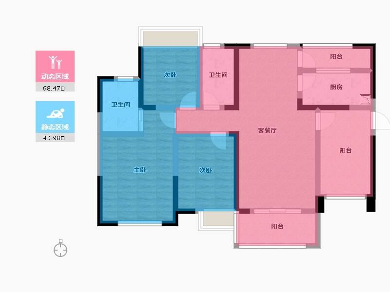 四川省-成都市-海骏达蜀都1号-98.47-户型库-动静分区