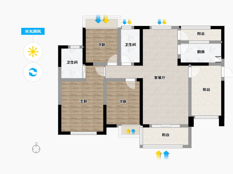 四川省-成都市-海骏达蜀都1号-98.47-户型库-采光通风