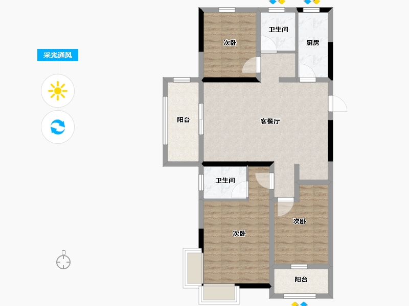 安徽省-池州市-曼哈顿MOMA国际社区-95.00-户型库-采光通风