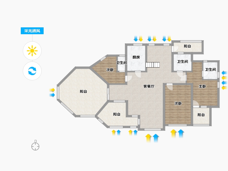 安徽省-黄山市-纳尼亚小镇别墅-155.23-户型库-采光通风