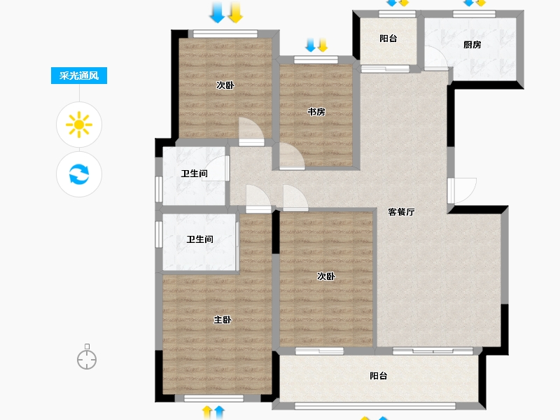 安徽省-宣城市-金峰新城-118.00-户型库-采光通风