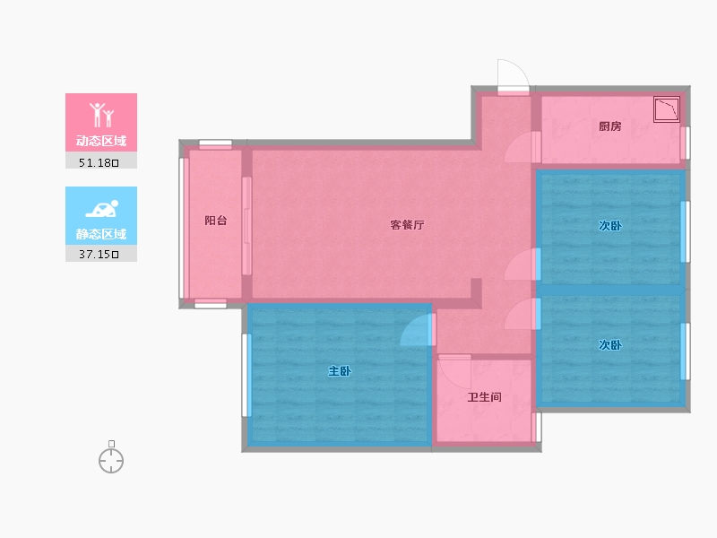 江苏省-淮安市-金域华府-77.75-户型库-动静分区