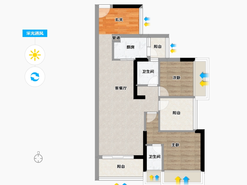 广东省-深圳市-天润嘉园-61.12-户型库-采光通风