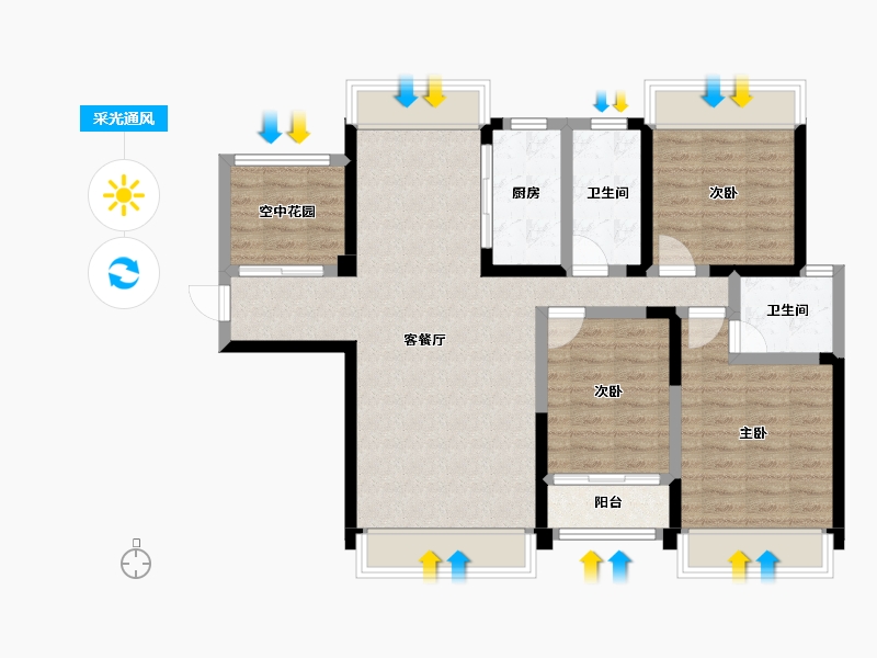 湖南省-常德市-嘉美・桃花源府-92.11-户型库-采光通风