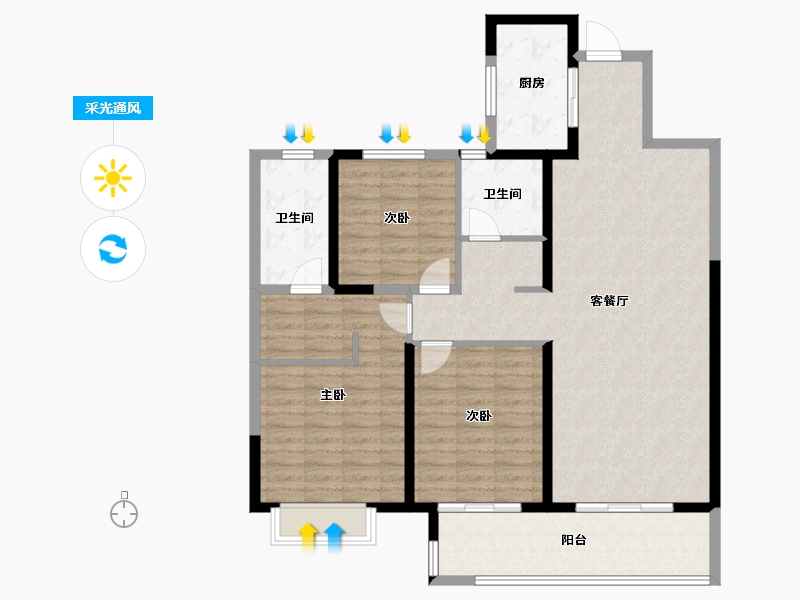 陕西省-宝鸡市-高新首府-119.99-户型库-采光通风