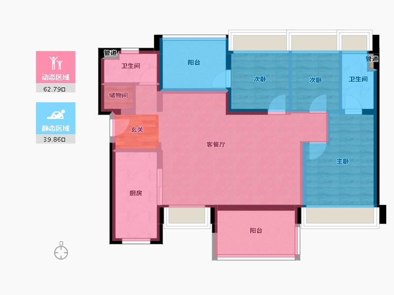 广东省-深圳市-深国际万科和雅轩-91.37-户型库-动静分区