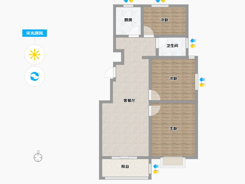 山东省-枣庄市-富翔百合苑-109.85-户型库-采光通风