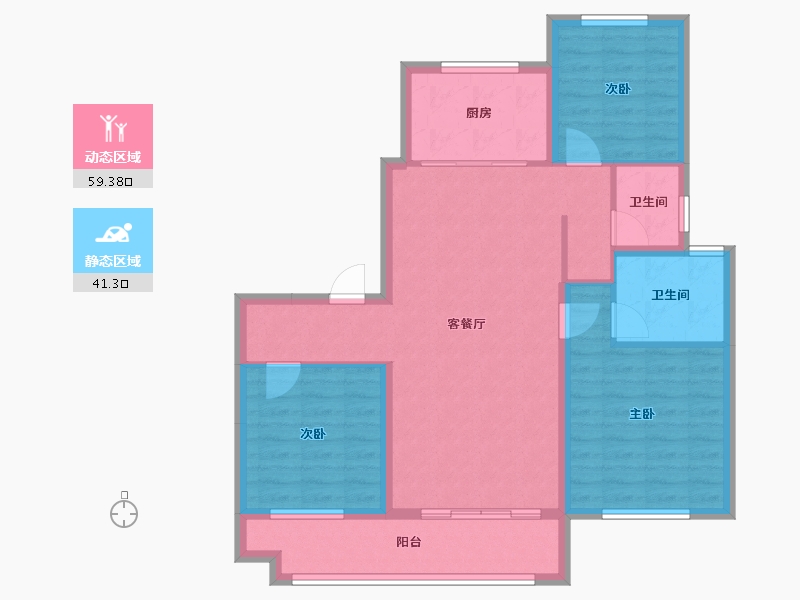 山东省-德州市-东海院子-90.17-户型库-动静分区