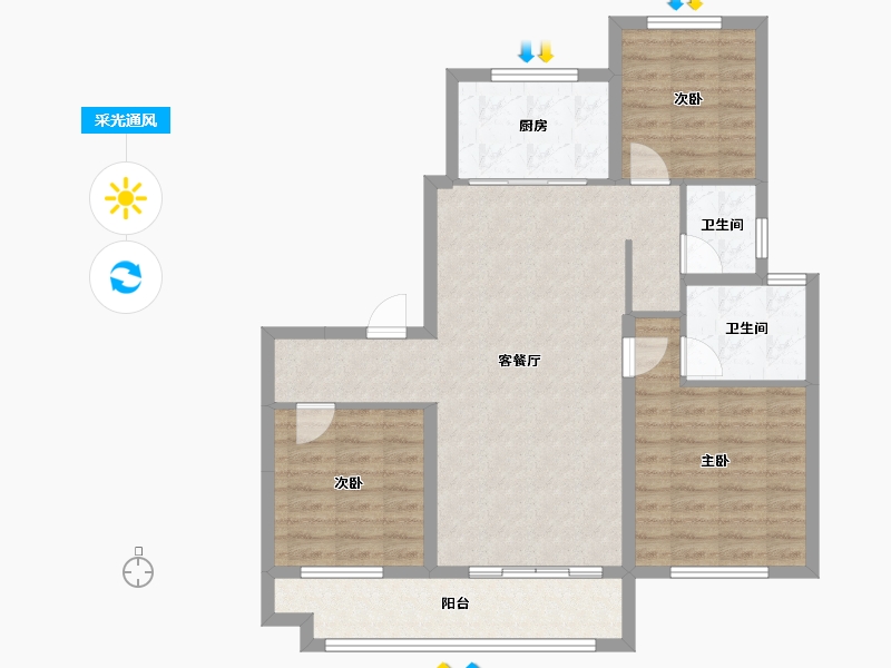 山东省-德州市-东海院子-90.17-户型库-采光通风