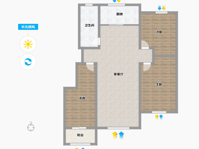 山东省-滨州市-恒基山庄-126.00-户型库-采光通风