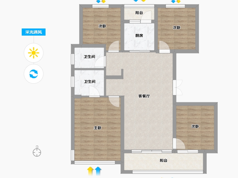 重庆-重庆市-江津滨江春城-93.16-户型库-采光通风