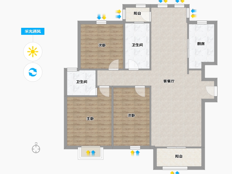 河南省-洛阳市-东方今典观澜-110.11-户型库-采光通风