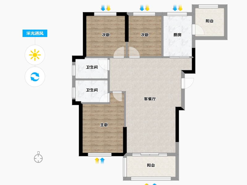 贵州省-贵阳市-春樘府-84.56-户型库-采光通风