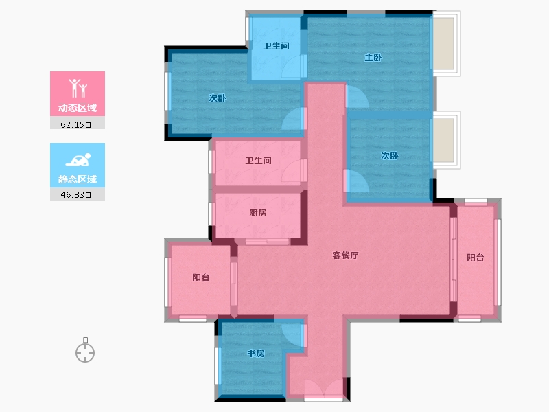 重庆-重庆市-招商·雍江府-95.89-户型库-动静分区