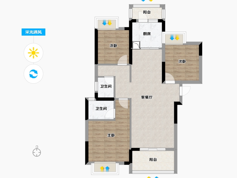 湖北省-武汉市-交投逸景天宸-81.92-户型库-采光通风