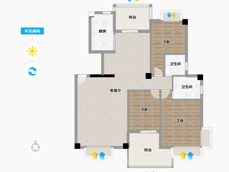 福建省-厦门市-钟宅新家园-120.78-户型库-采光通风