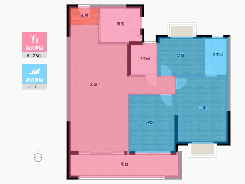 福建省-福州市-永鸿名城-96.67-户型库-动静分区