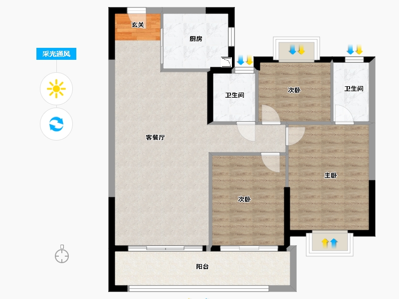 福建省-福州市-永鸿名城-96.67-户型库-采光通风