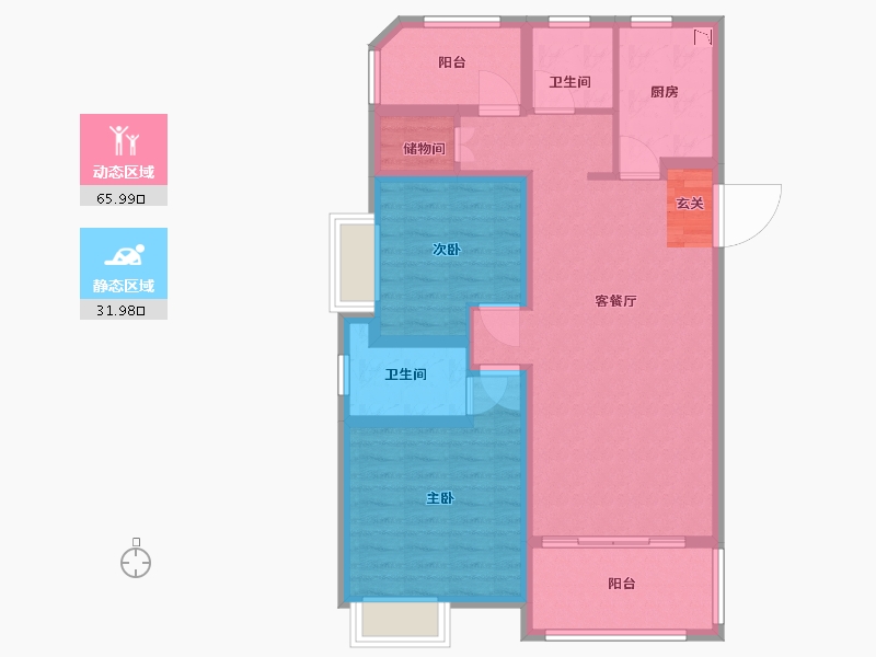 山东省-烟台市-金浦御龙湾-87.03-户型库-动静分区