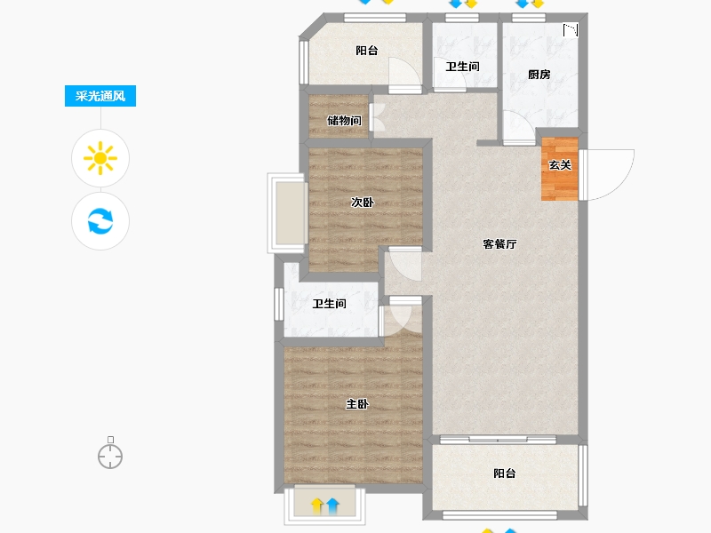 山东省-烟台市-金浦御龙湾-87.03-户型库-采光通风