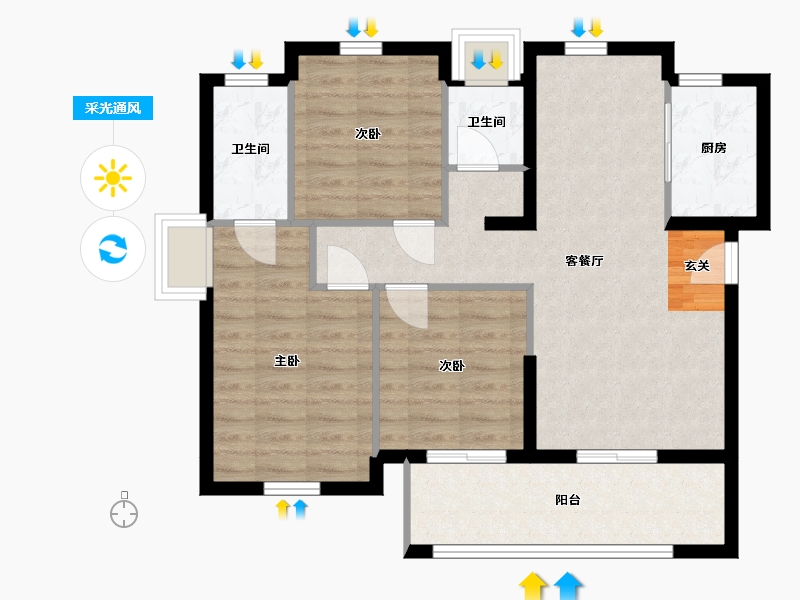 福建省-泉州市-力高君誉中央-79.06-户型库-采光通风