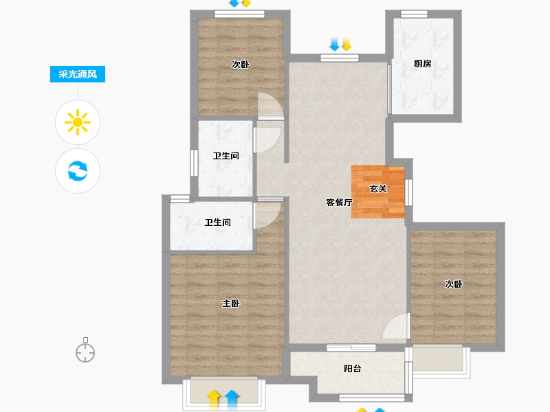 江苏省-南京市-中骏柏景湾-86.00-户型库-采光通风