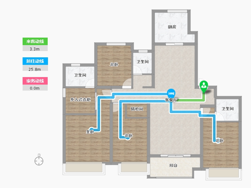 陕西省-西安市-西港雅苑-131.91-户型库-动静线