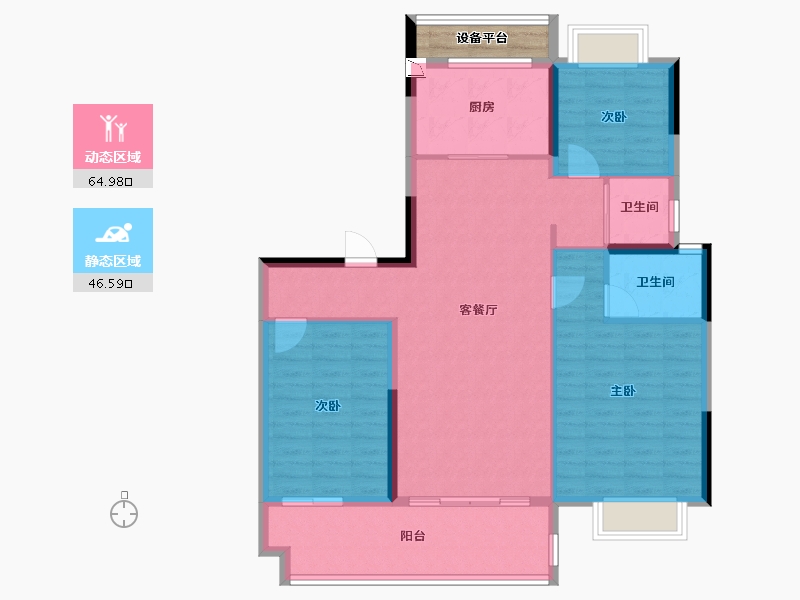 江苏省-常州市-溧阳碧桂园-104.15-户型库-动静分区