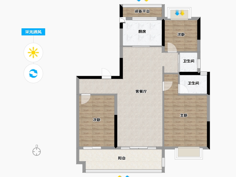 江苏省-常州市-溧阳碧桂园-104.15-户型库-采光通风