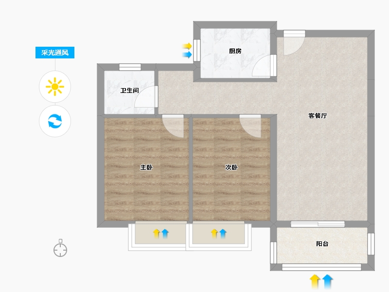 湖北省-仙桃市-鸿昇现代城-63.50-户型库-采光通风