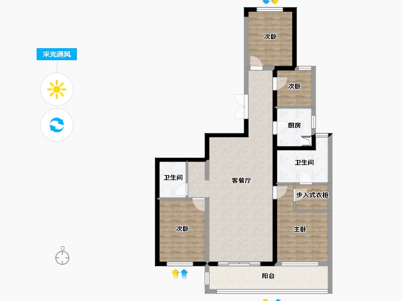 河南省-郑州市-金水府-106.99-户型库-采光通风