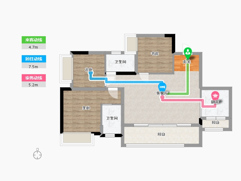 重庆-重庆市-新天泽樾麓台-79.18-户型库-动静线