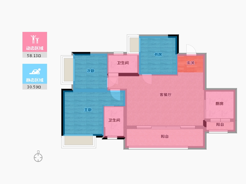 重庆-重庆市-新天泽樾麓台-79.18-户型库-动静分区