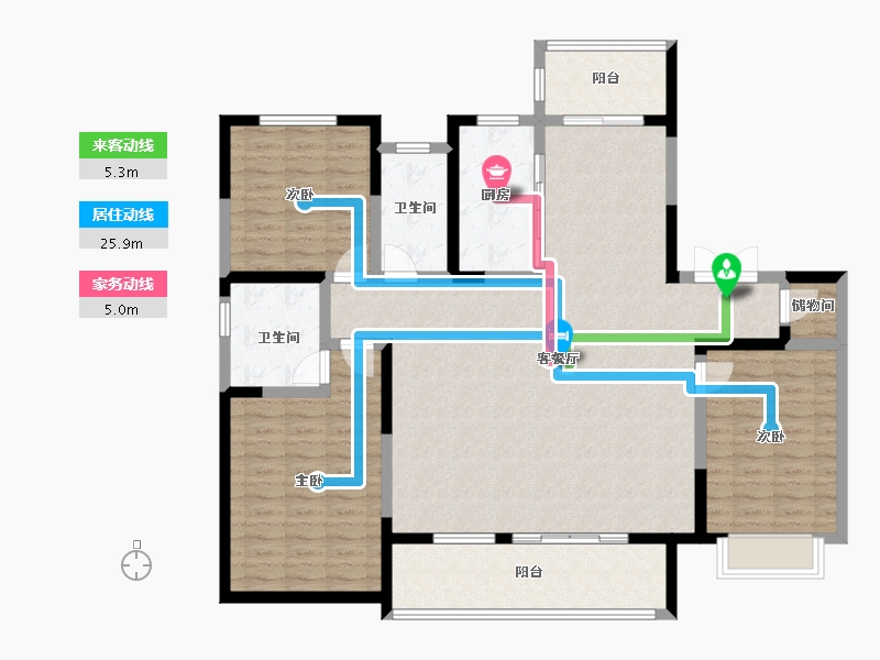 陕西省-榆林市-府州公馆-134.92-户型库-动静线