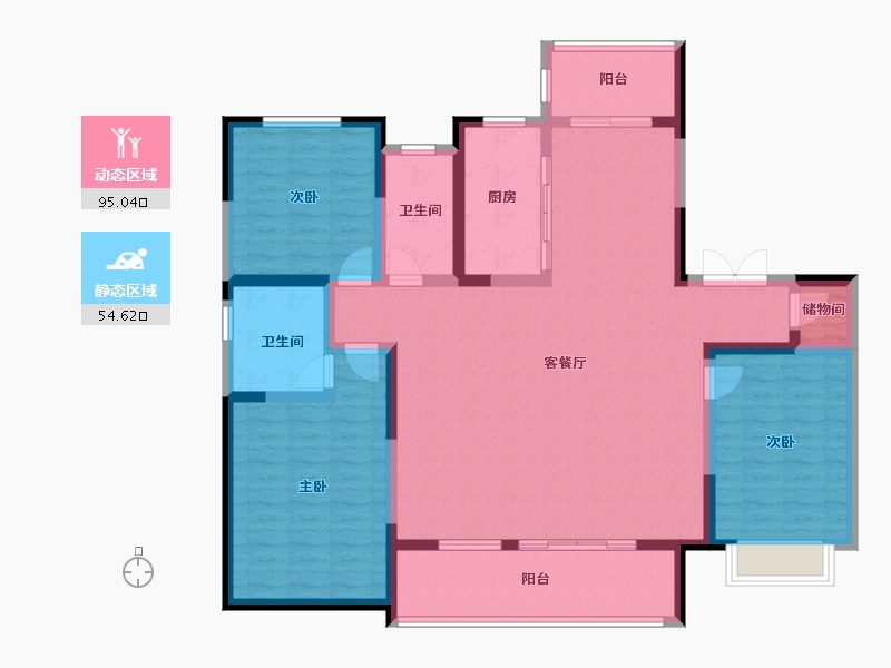 陕西省-榆林市-府州公馆-134.92-户型库-动静分区