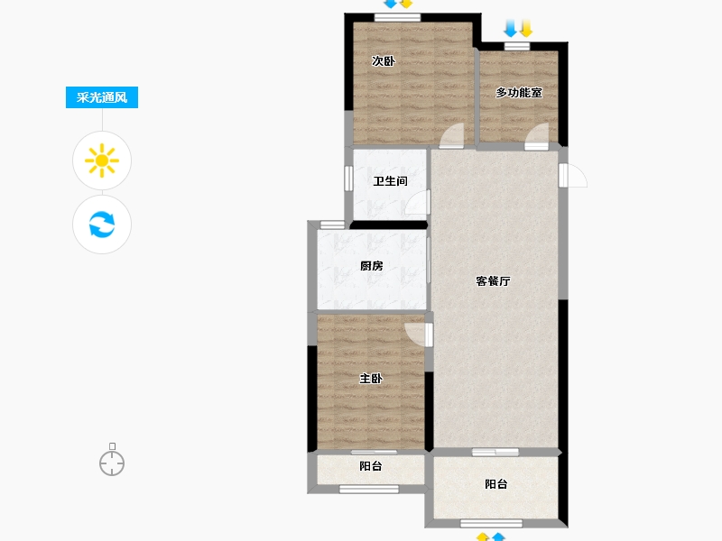 浙江省-宁波市-万科海上都会-86.00-户型库-采光通风