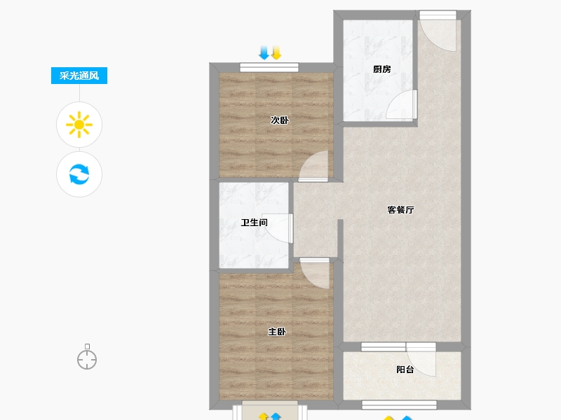 河北省-廊坊市-空港新都孔雀城-57.75-户型库-采光通风