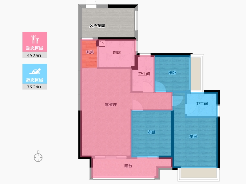 广东省-江门市-华强国际公馆-85.82-户型库-动静分区