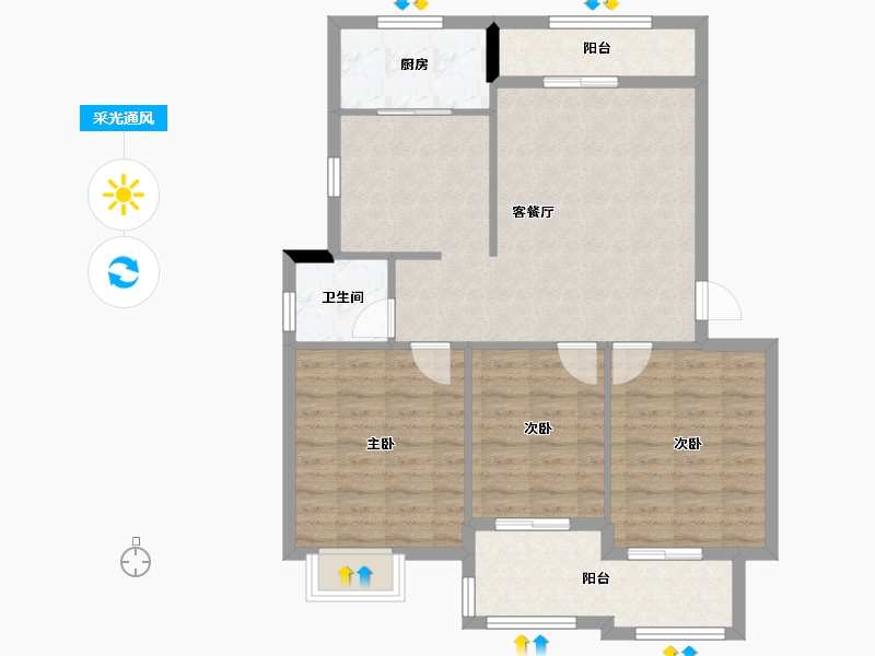 安徽省-马鞍山市-汇成上东-89.45-户型库-采光通风