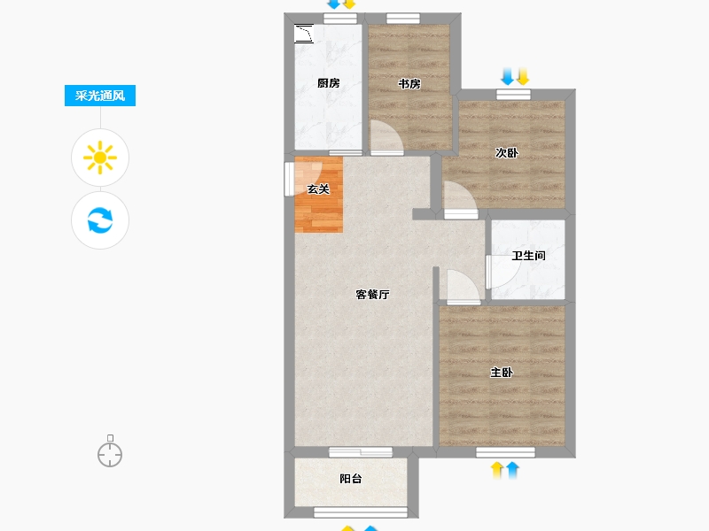 北京-北京市-北科建翡翠华庭-59.36-户型库-采光通风