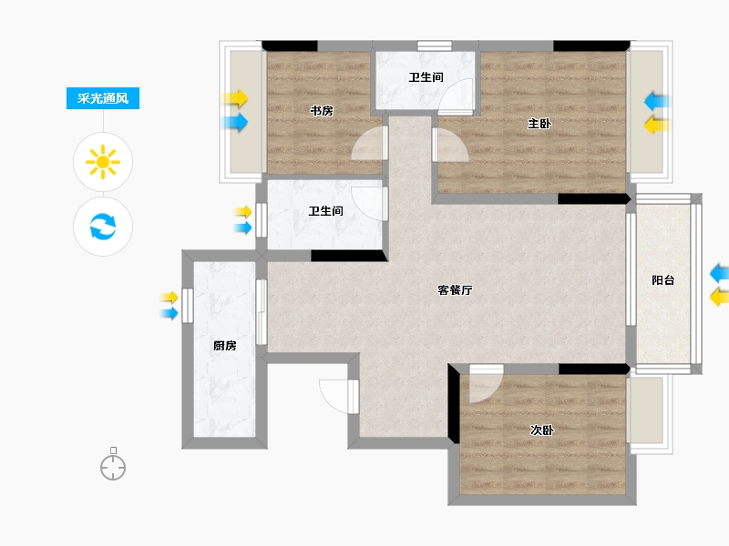 广西壮族自治区-桂林市-漓江郡府-81.30-户型库-采光通风