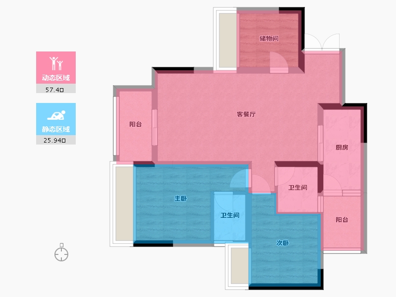 重庆-重庆市-奉节县大树镇-73.38-户型库-动静分区